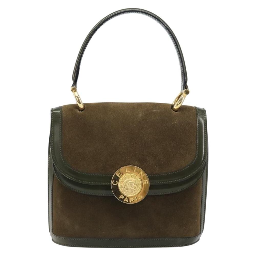 Celine Suede Handbag Khaki Green